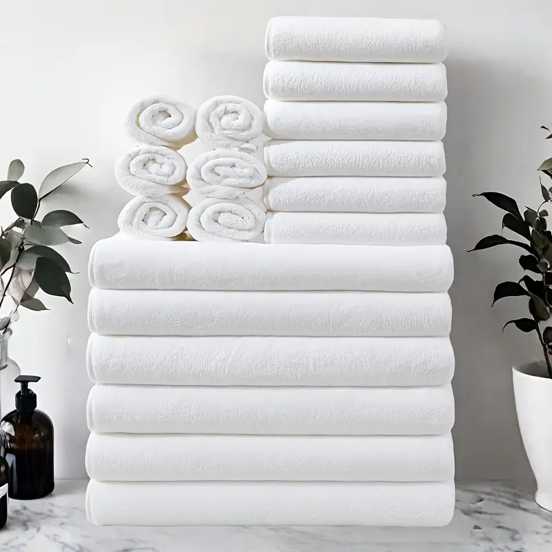 Lot de 18 serviettes de bain corail ultra-douces