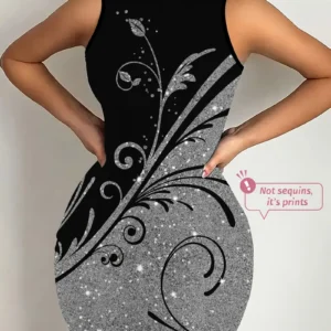 Robe sirène élégante à imprimé floral 3D pour femme