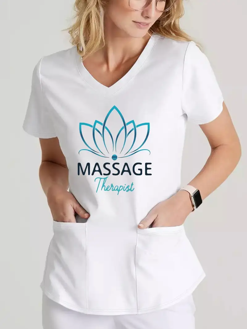 Uniforme de massothérapeute pour femme - Tenue de travail à manches courtes avec poches