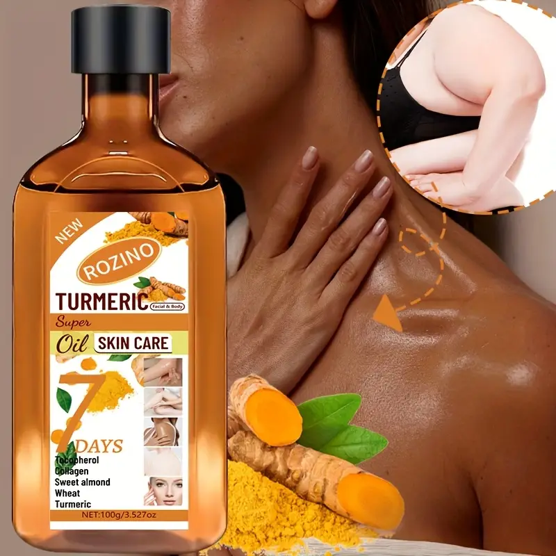 Huile visage et corps au curcuma et collagène ROZINO 100 g - Soin hydratant 7 jours - Image 3